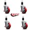 Service Caster 4'' Red Poly Swivel 1-1/2'' Expanding Stem Caster Set with Brake, 4PK SCC-EX20S414-PPUB-RED-TLB-112-4 - alternate 2